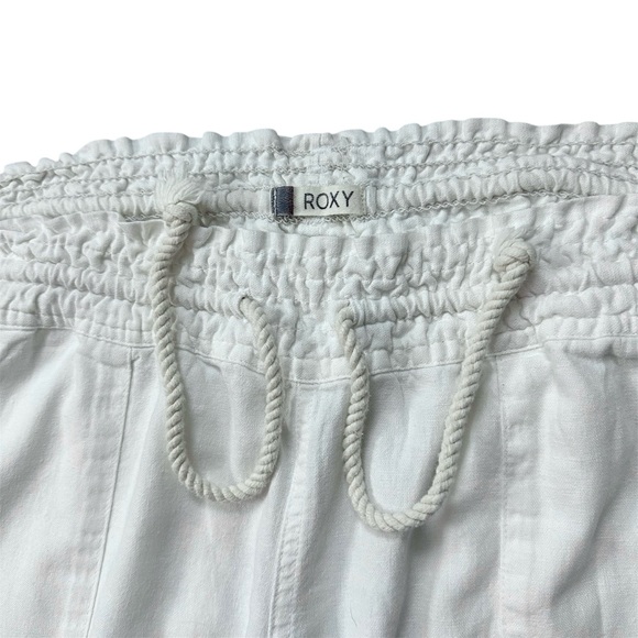 ROXY Oceanside Linen Blend Mid-Rise Flared 32” Inseam Pant White Size Large - Picture 4 of 14
